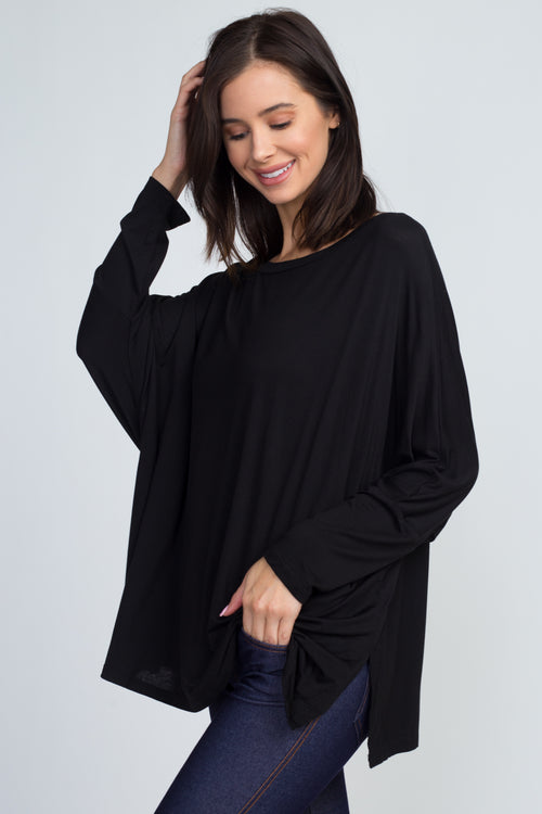 black oversized dolman top