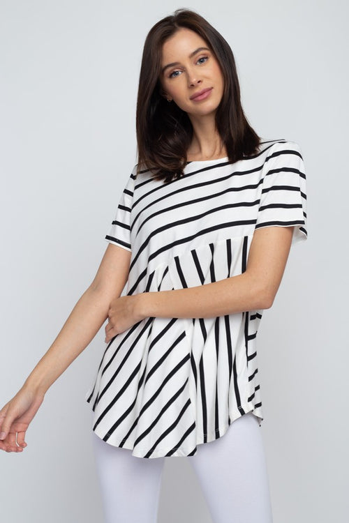 Simply Striped Short Sleeve Tunic Top