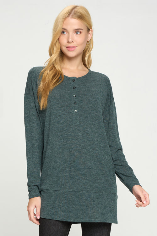 Heather Henley Oversized Tunic Top