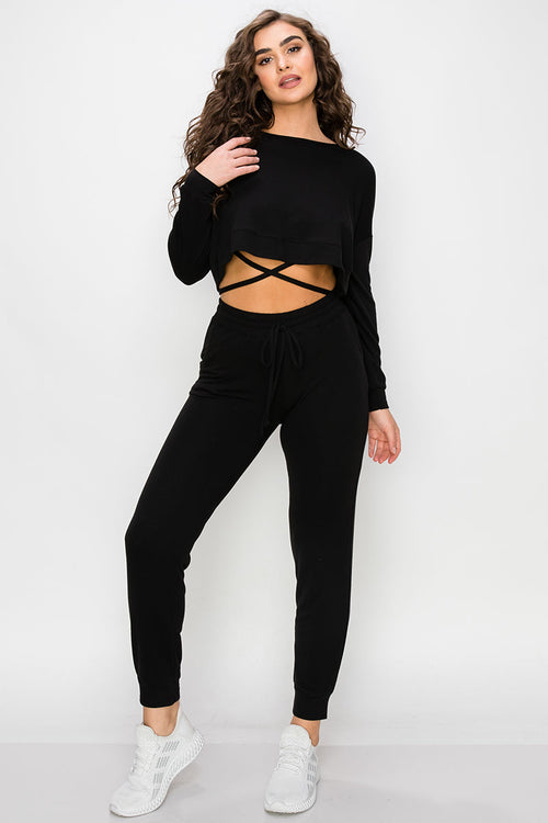 String Me Along Tie Waist Loungewear Set