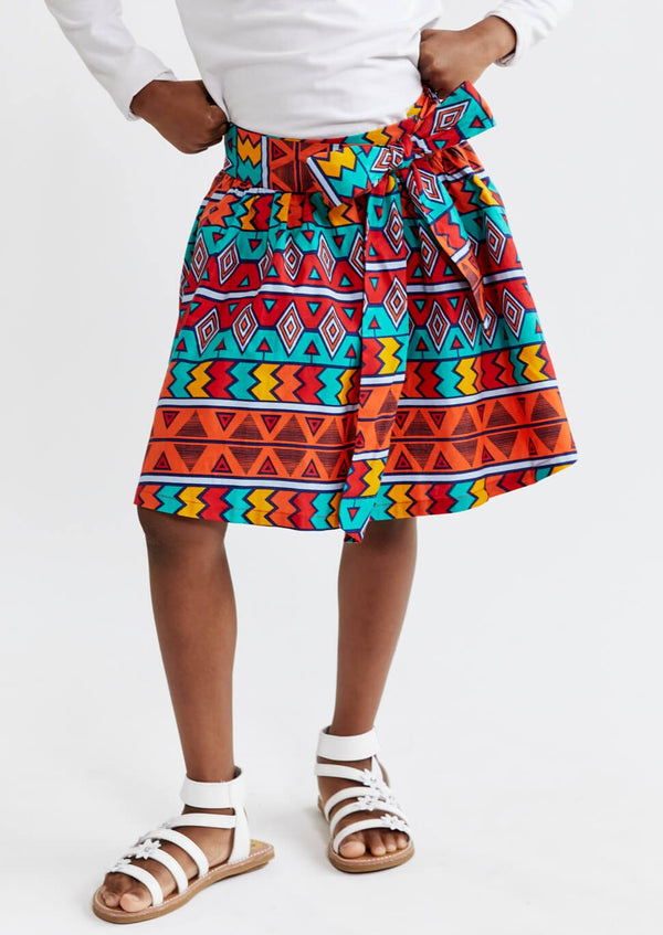 Bami Girl's African Print Skirt (Rainbow Tribal) - Clearance