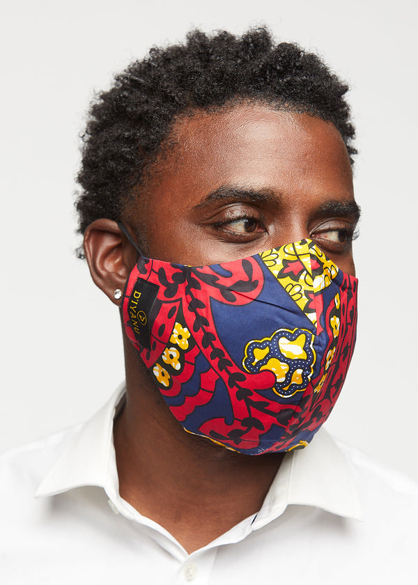 Dabo African Print 2 Layer Reusable Face Mask (Navy Gold Paisley)-Clearance