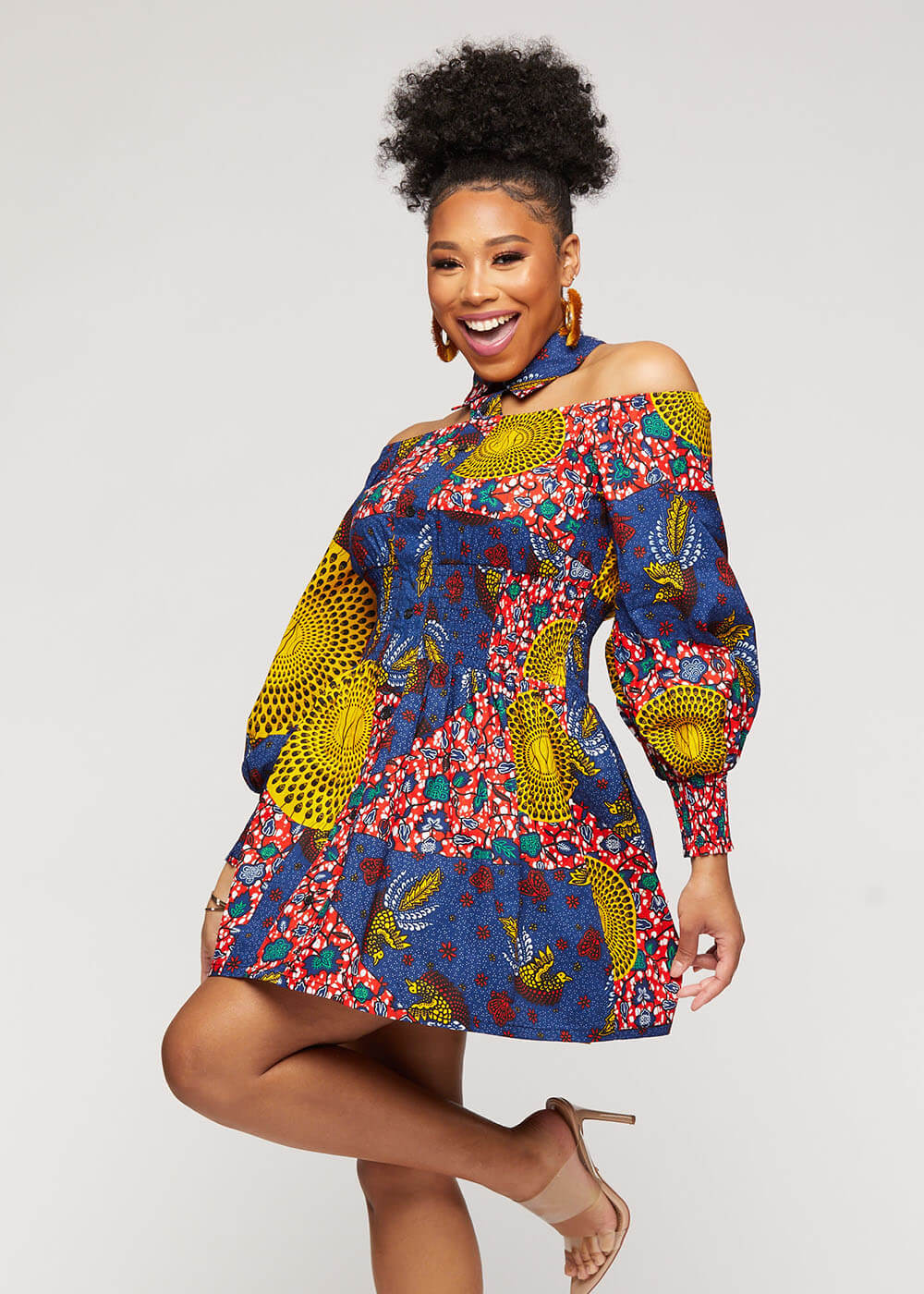 african print mini dress