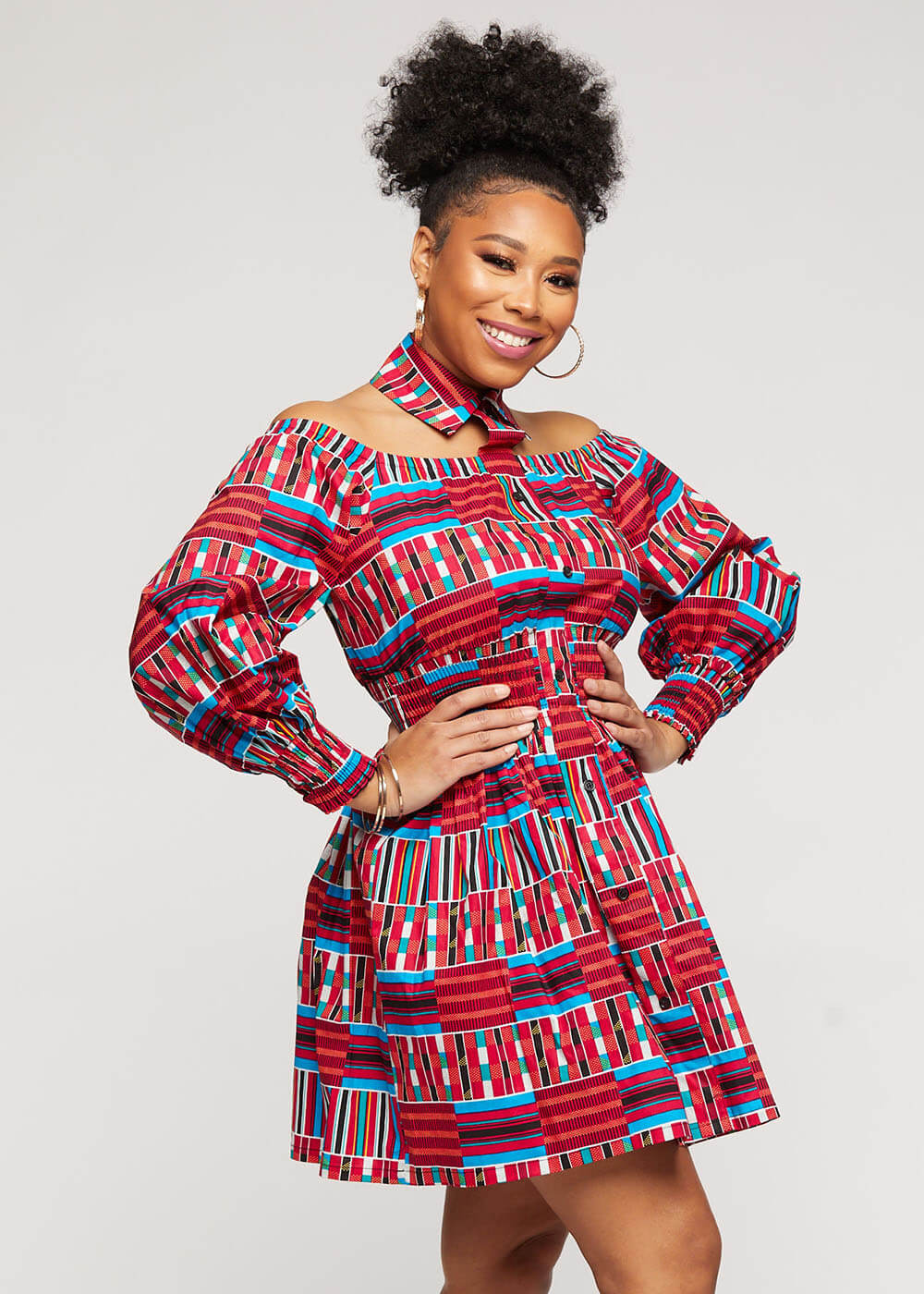 african print mini dress