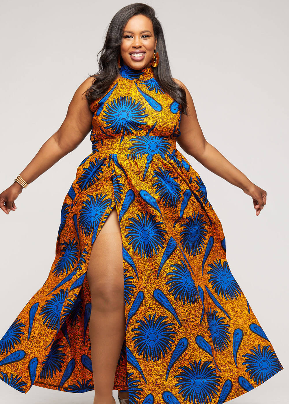 royal blue and gold african dress
