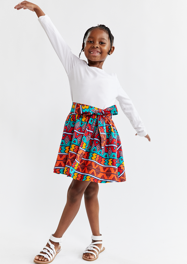 Bami Girl's African Print Skirt (Rainbow Tribal) - Clearance