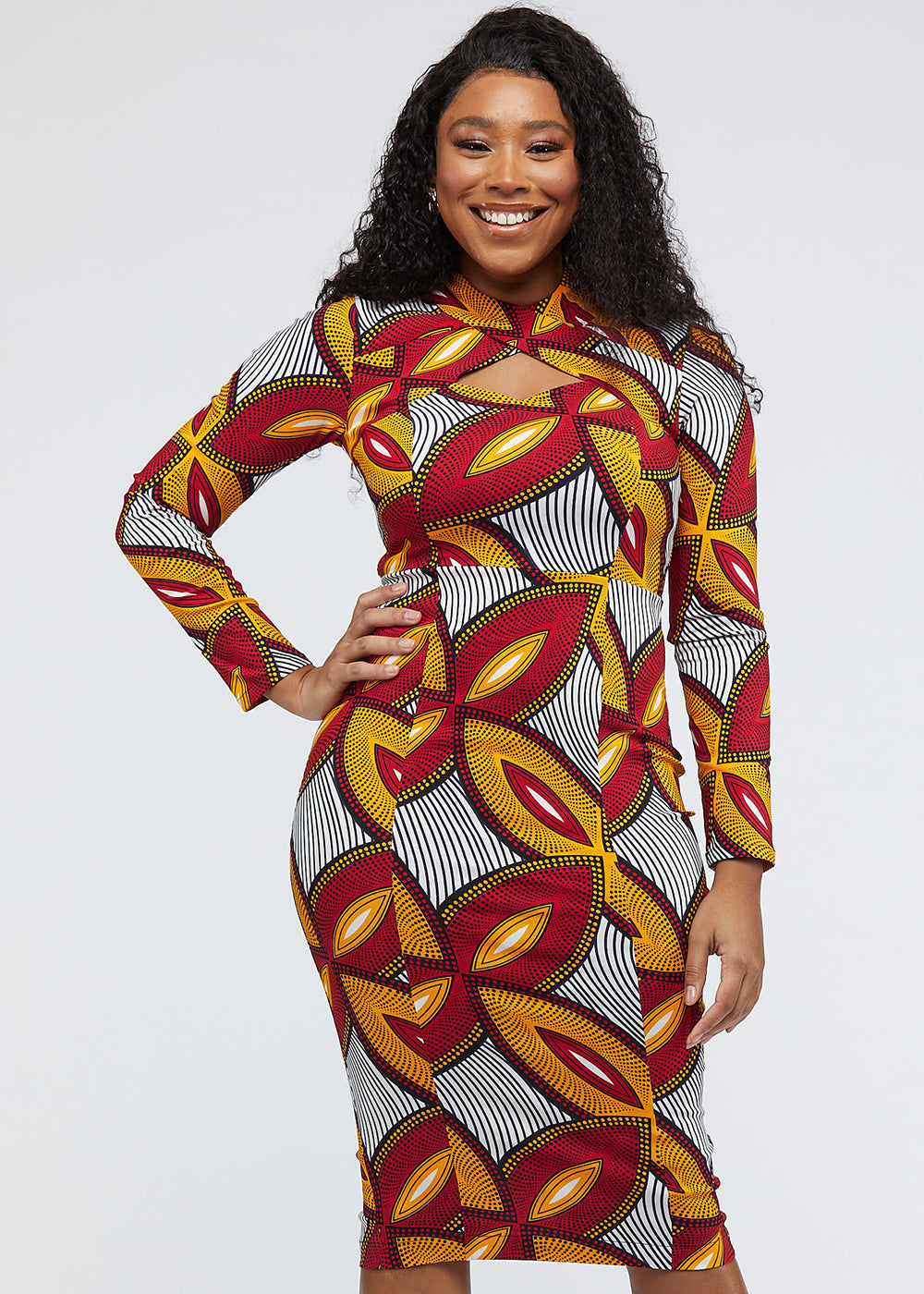 red and gold african dress