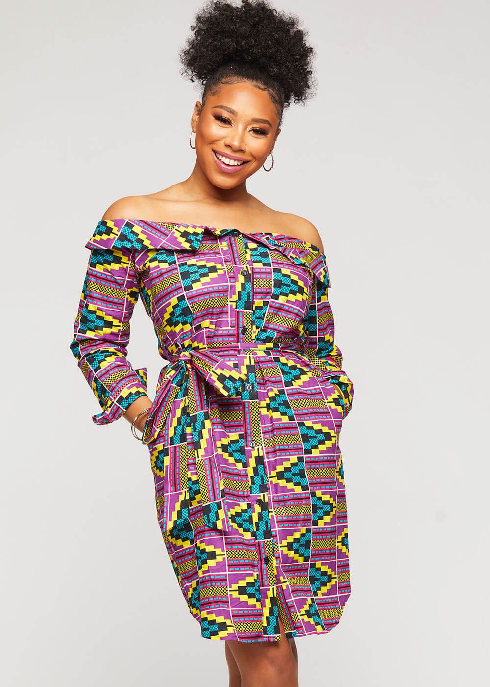 african print shirt dress