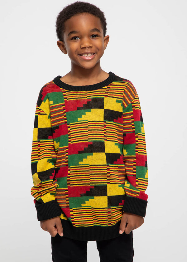 Oma Kid's African Print Sweater (Yellow Red Kente) - Clearance