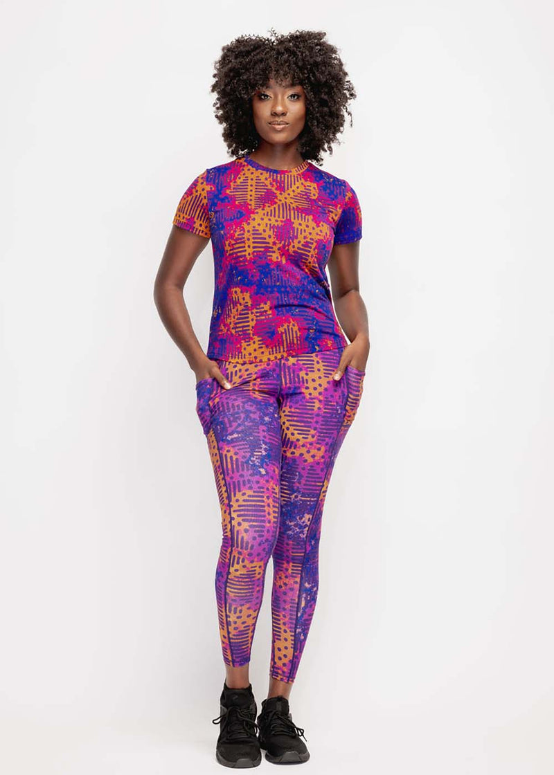 Sise Women's African Print Leggings (Violet Adire)