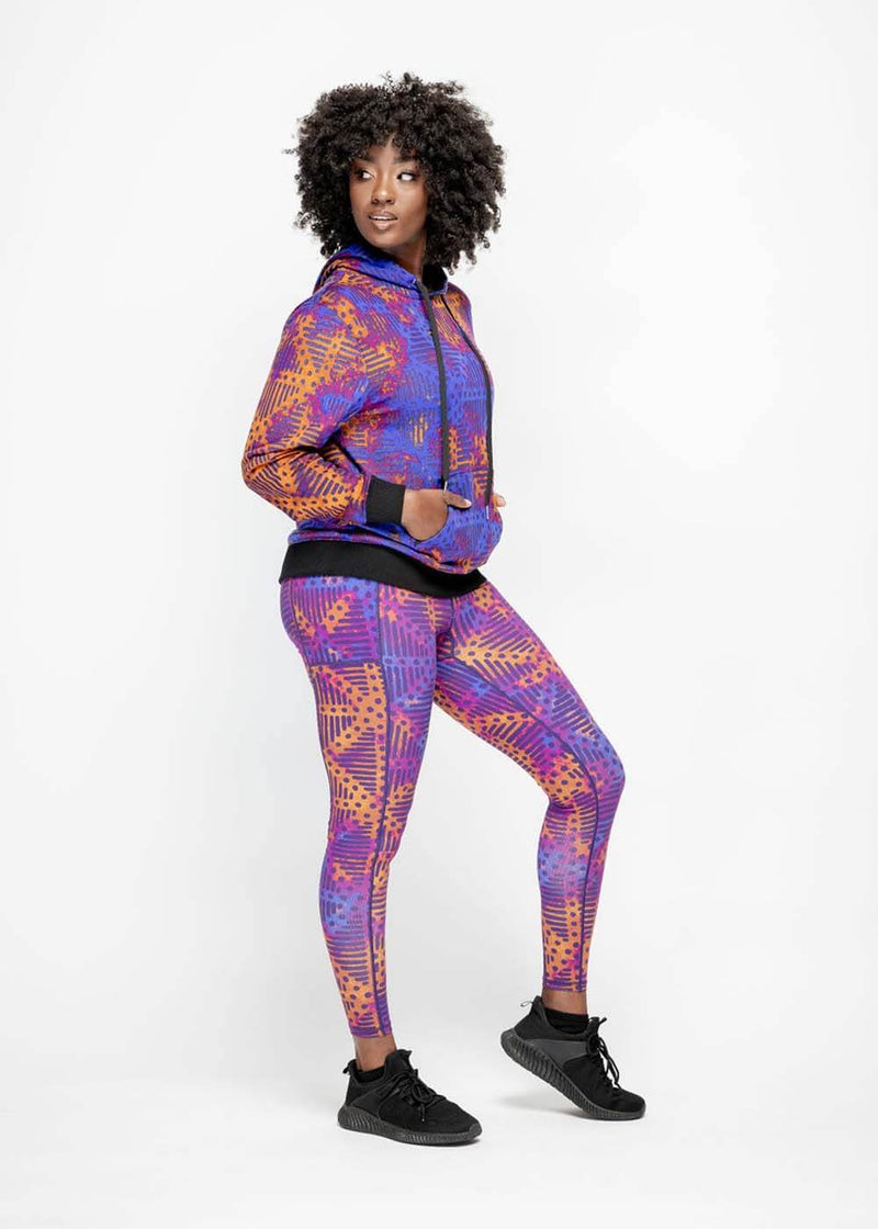 Sise Women's African Print Leggings (Violet Adire)