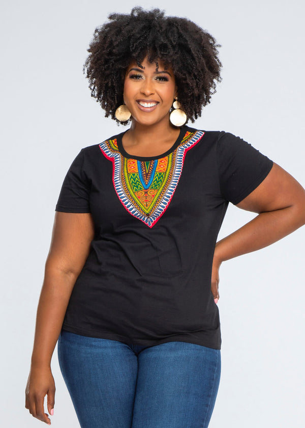 Amara Women's Dashiki T-Shirt (Black)