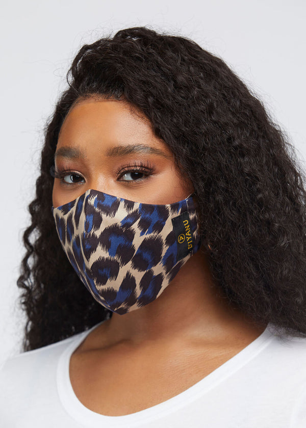 Dabo 2 Layer Reusable Face Mask (Tan Blue Cheetah)