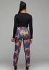 Bottoms - Bala African Print High-waisted Pintucked Pants With Stretch (Red/Blue/Tan)