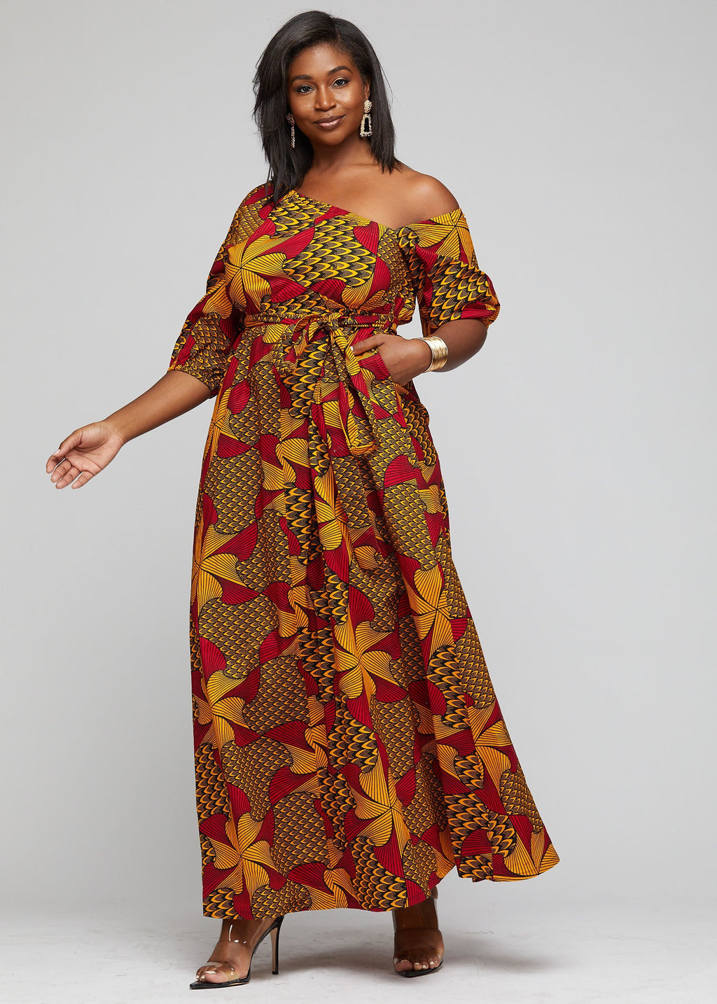 one shoulder ankara dress