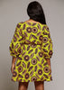 Dresses - Netta African Print Knee Length Wrap Dress (Yellow/Peach)