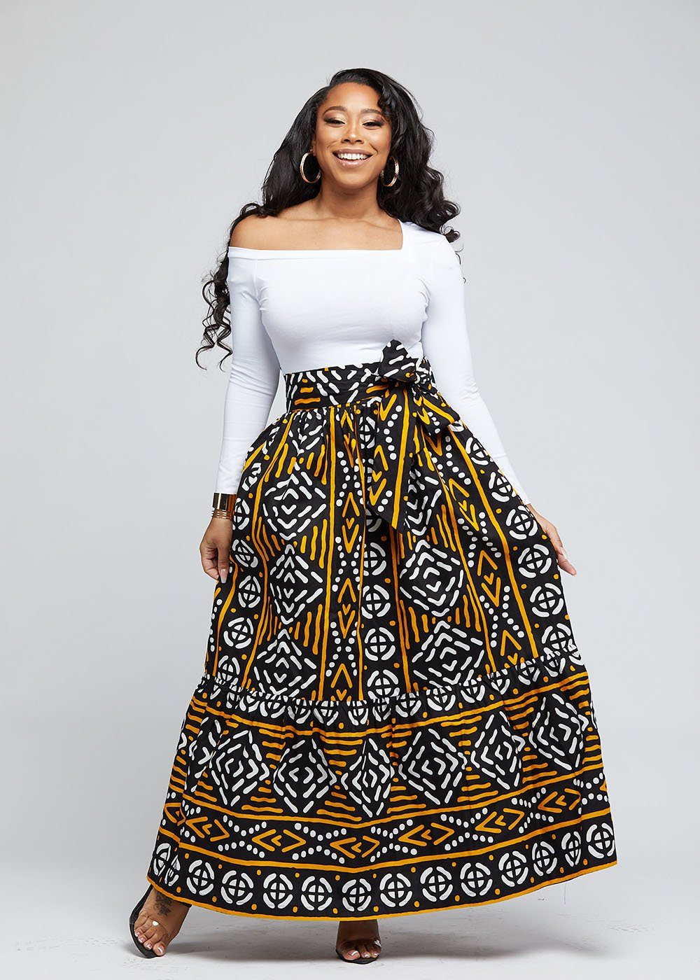 african print maxi skirt plus size