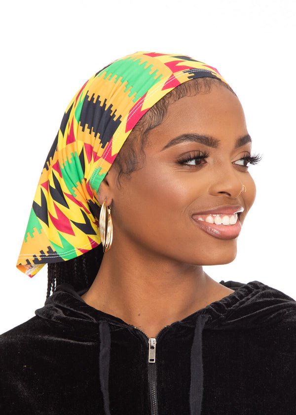 Tikib African Print Tube Face Mask (Gold Maroon Kente) - Clearance