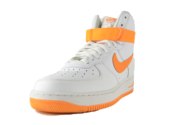 orange and white air force 1 high