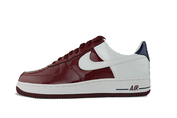 burgundy and white air force ones