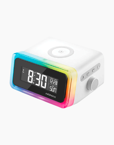 MOMAX Q.Clock2 Digital clock with wireless charge-White