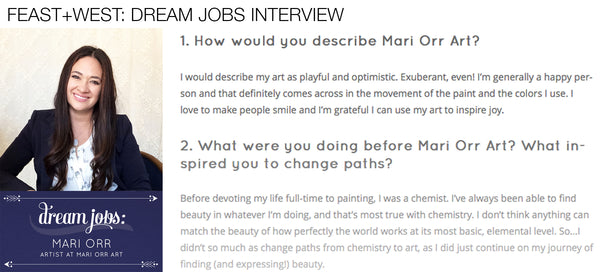 Feast+West Dream Jobs Interview with artist Mari Orr