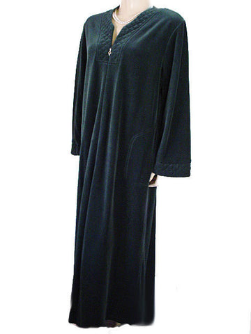 NEW - DIAMOND TEA COTTON / POLY VELVET VELOUR ROBE WITH ZIP UP FRONT