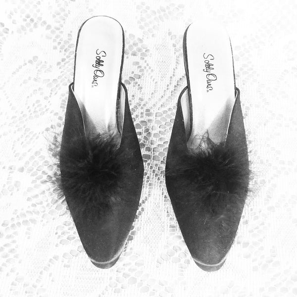 white marabou slippers