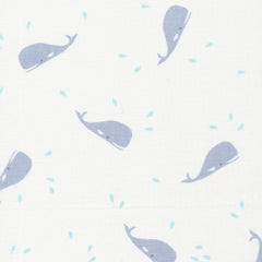 littles whales white 100% organic cotton gauze tout petite cloud 9 fabrics