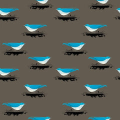 charley harper mountain blue bird western birds birch fabrics 100% organic cotton