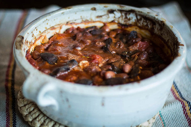 Rancho Gordo Heirloom Beans with Mushroom "Carnitas" Casserole