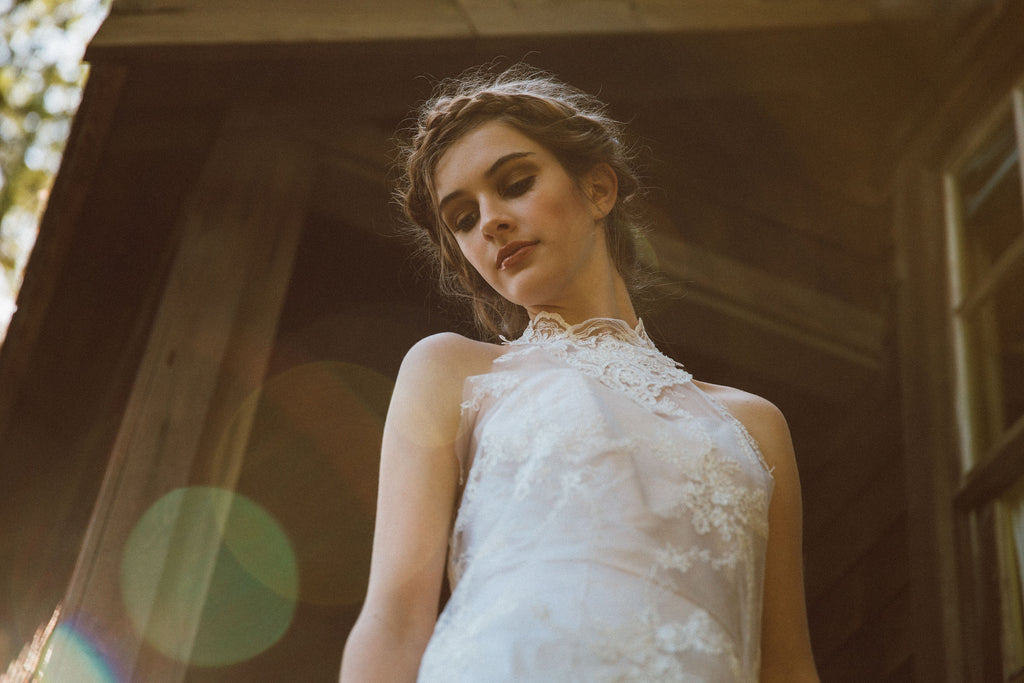 Sheer Back, Short Lace Wedding Dress