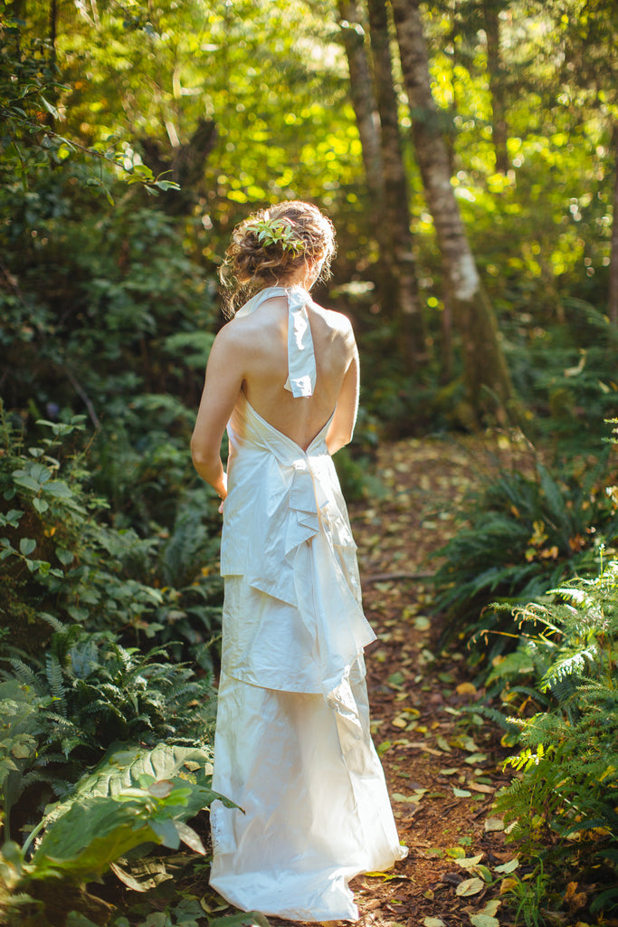 Stunning Backless Silk Wedding Dress by Vancouver Bridal Designer Elika In Love