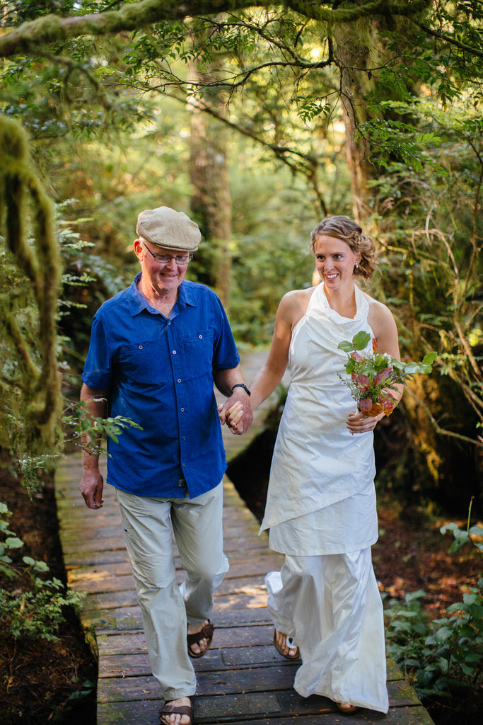 Open Back Silk Cowl Neck Wedding Dress made in Vancouver by Elika In Love.