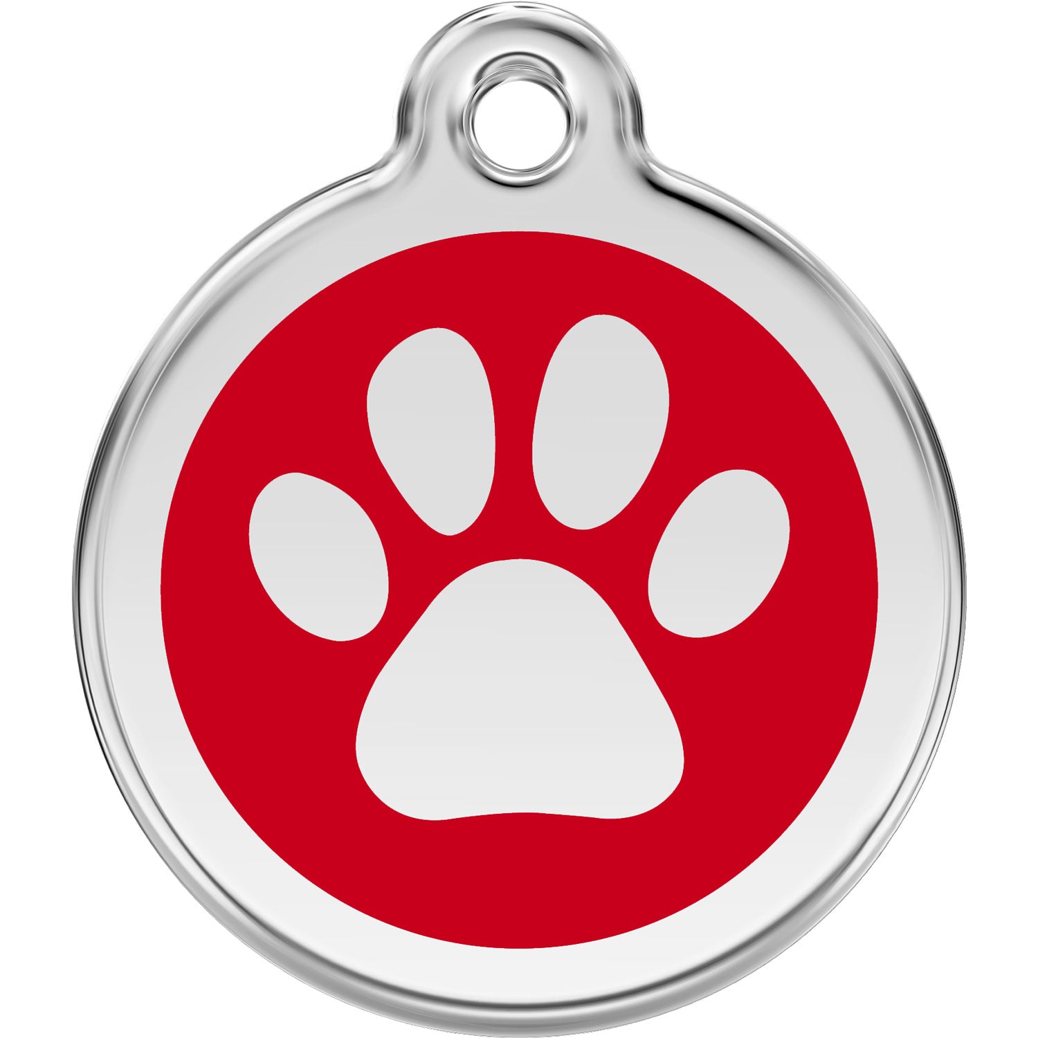 Red Dingo Paw Print Pet ID Tags Stainless Steel with Enamel –