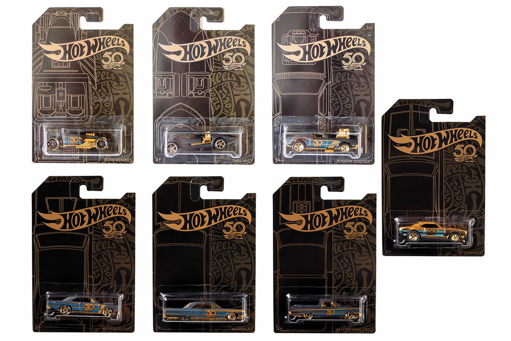 50th anniversary black and gold hot wheels