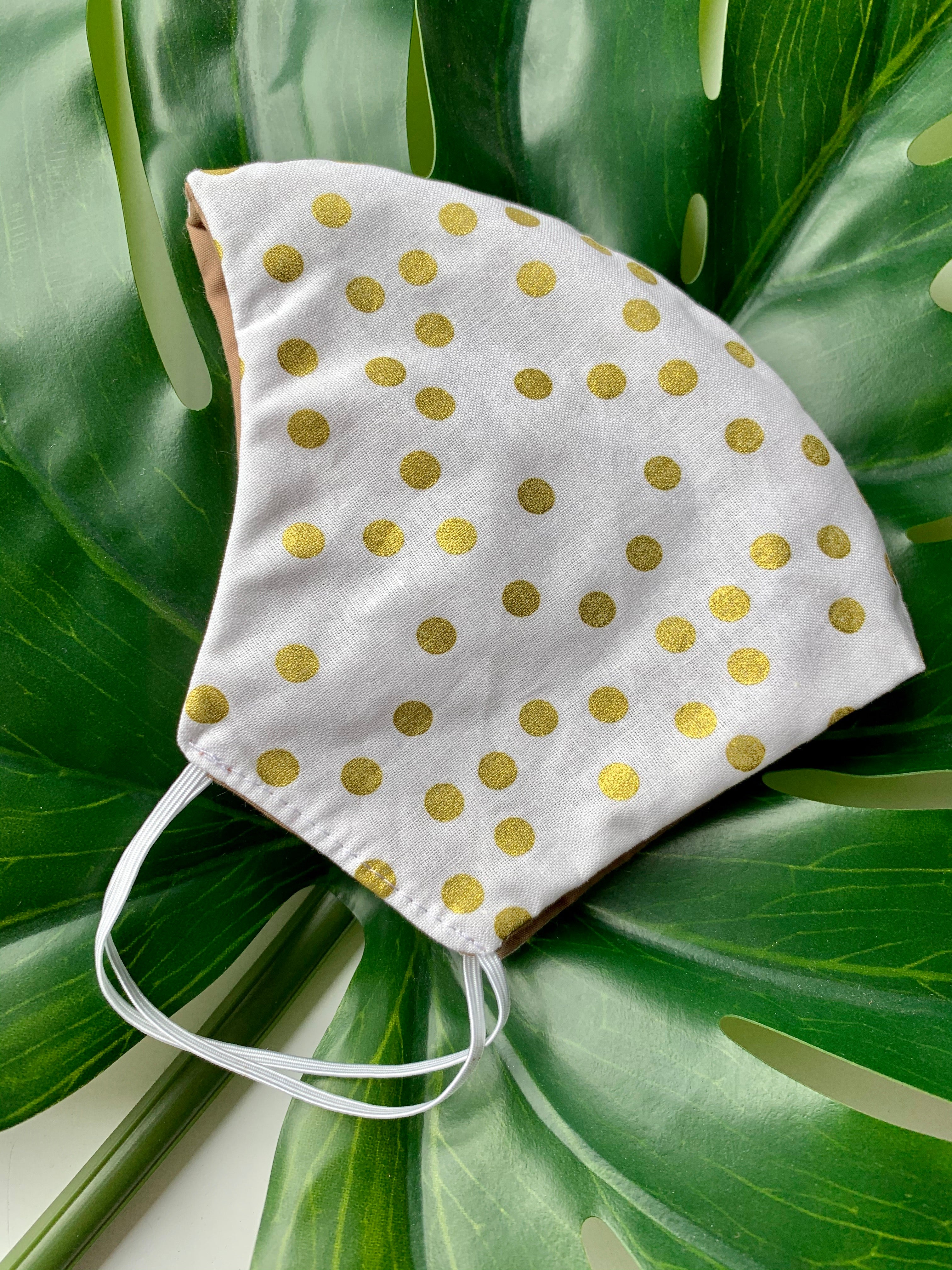 Face Mask: Reversible in Gold Dots x Tan - Chynna Dolls Swimwear