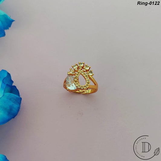 Gold Plated White Zircon Stone Adjustable Finger Ring