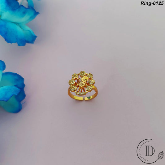 Gold Plated Champagne & White Zircon Stone Adjustable Finger Ring