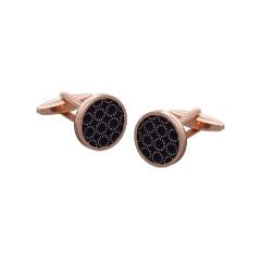 CIRCLE O NAVY ROSE GOLD CUFFLINKS