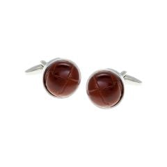 BROWN LEATHER VINTAGE BUTTON CUFFLINKS