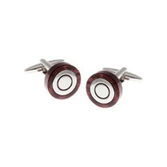 CIRCULAR SPECKLED RED CUFFLINKS