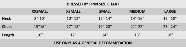 Dog Clothes Dressed By Finn Size Chart