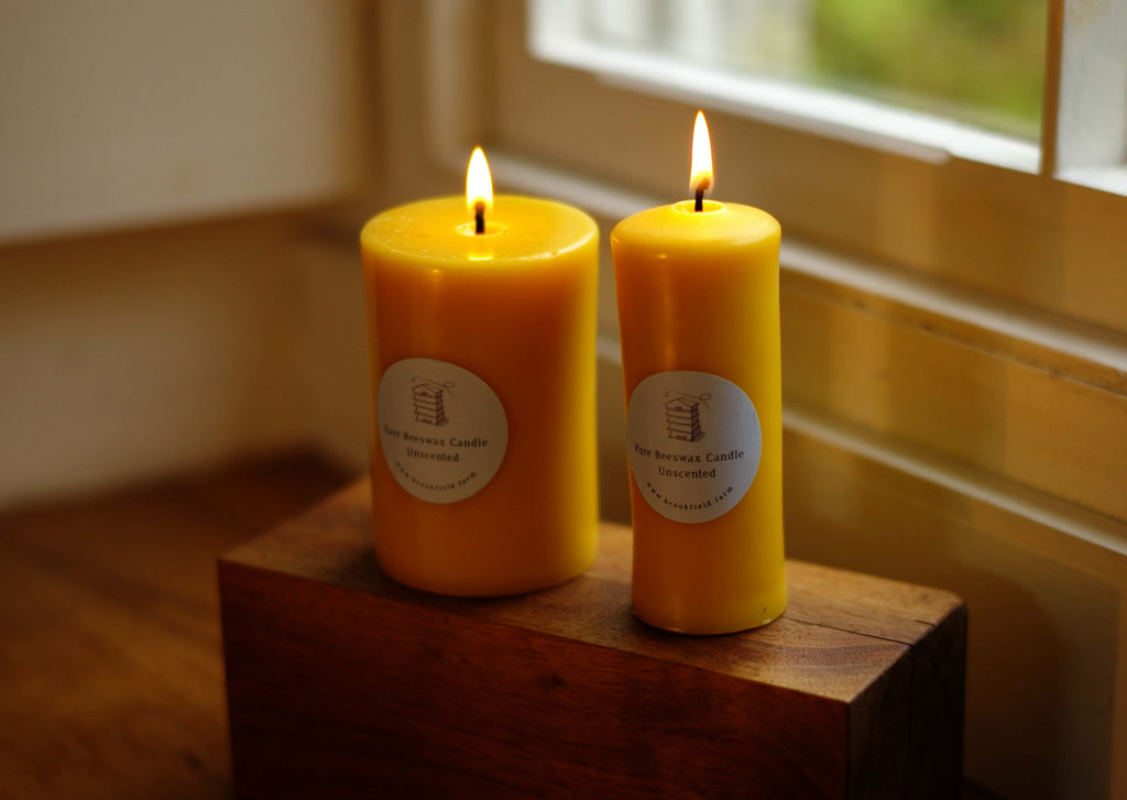 hand poured pure beewax candles Brookfield Farm