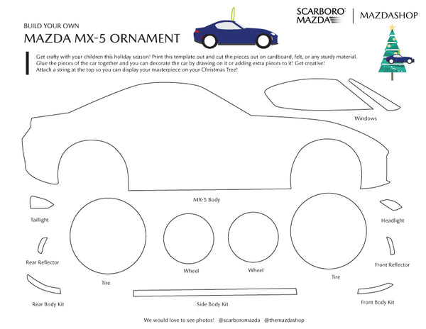 MazdaShop Mazda MX-5 Miata Christmas Ornament Template Printable