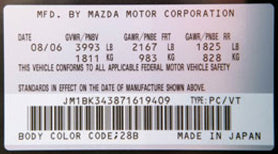 Mazda VIN