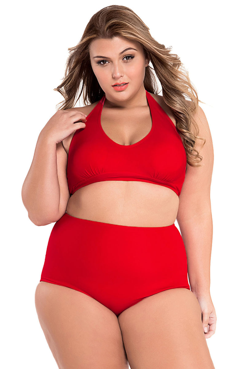 red high waisted bikini plus size