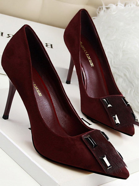 wine red shoes women's