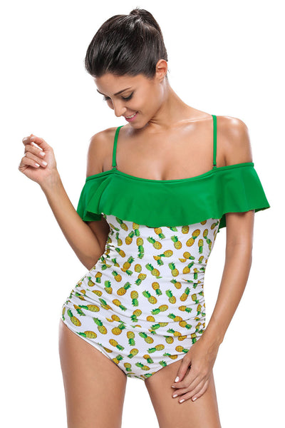 Her Sexy Cute Pinapple Fruit One Piece Summer Beach Style Swimwear