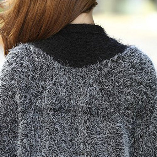 Long Sleeve Solid Color Mohair Cardigan Sweater Shawl "Trendy Series